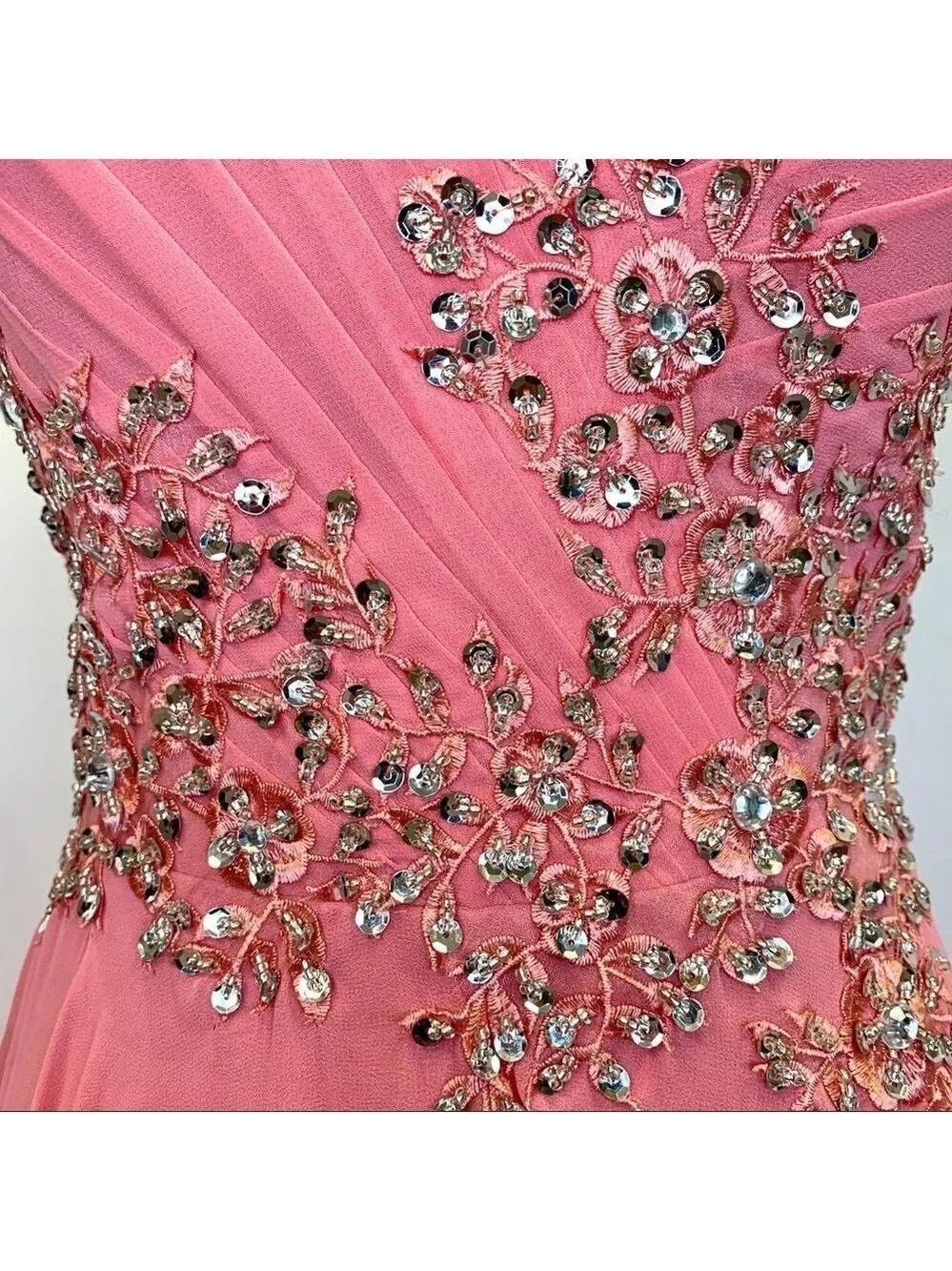 ANNA Rose pink sleeveless sequin beaded sweetheart prom bridesmaid gown🔥